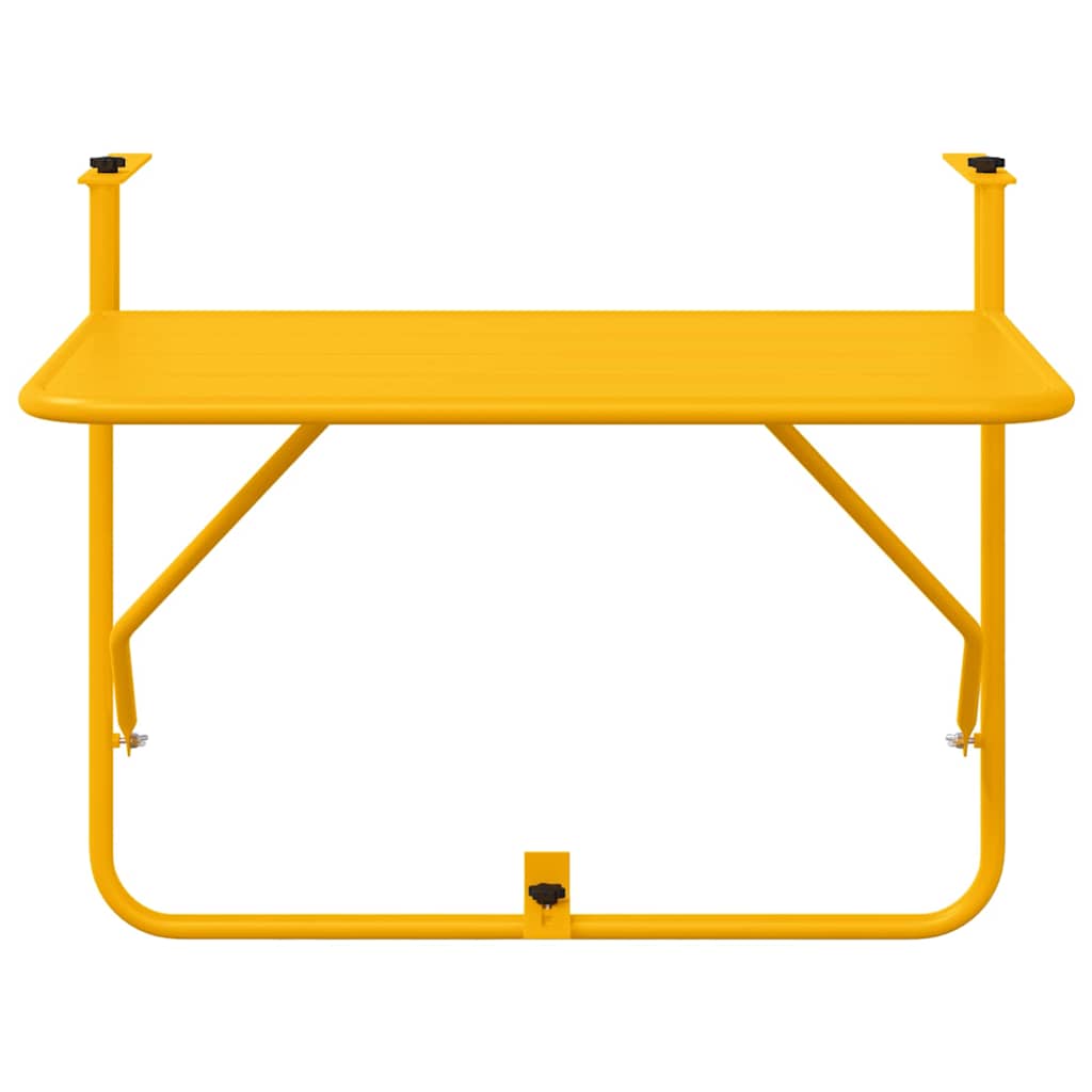 vidaXL Stół Wiszący na Balkon Żółty 60 x 39 x 65 cm Stal