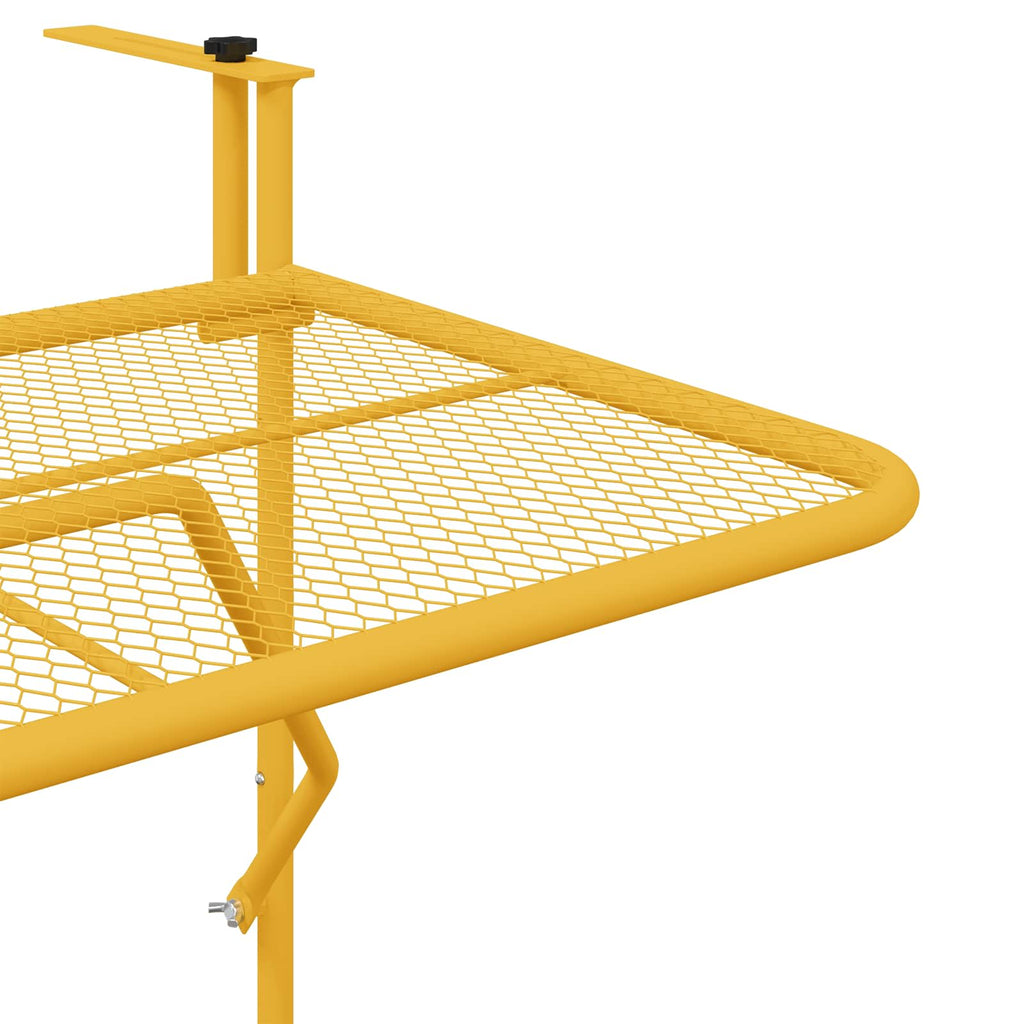 vidaXL Stół Wiszący na Balkon Musztardowy 60 x 39 x 65 cm Stal