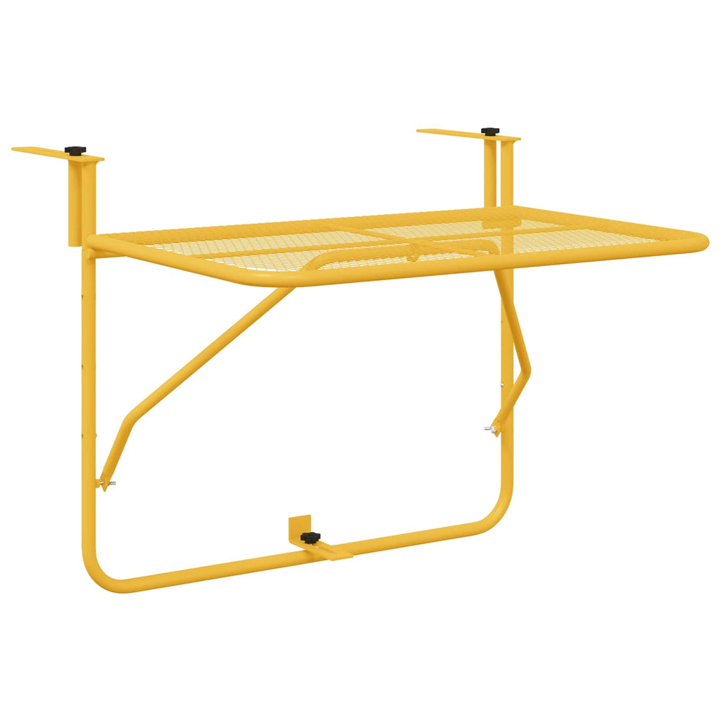 vidaXL Stół Wiszący na Balkon Musztardowy 60 x 39 x 65 cm Stal