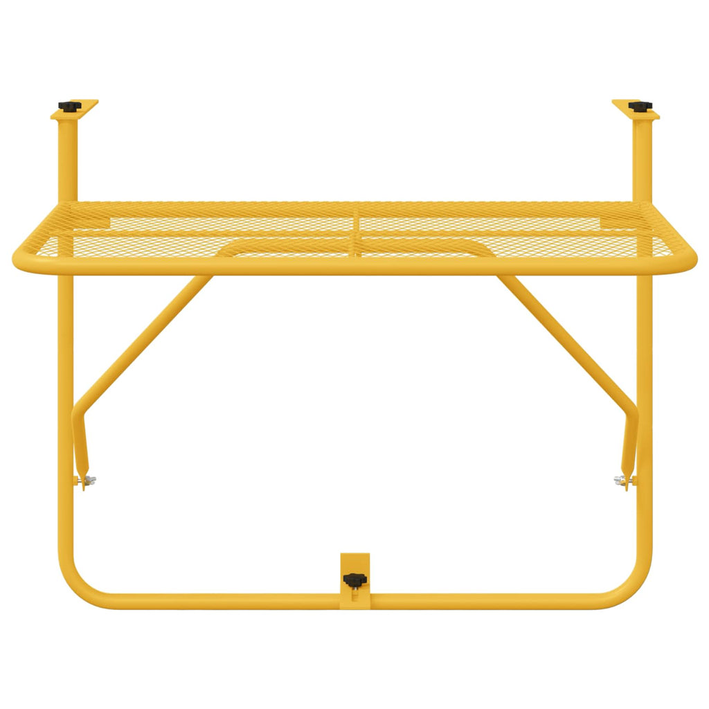 vidaXL Stół Wiszący na Balkon Musztardowy 60 x 39 x 65 cm Stal