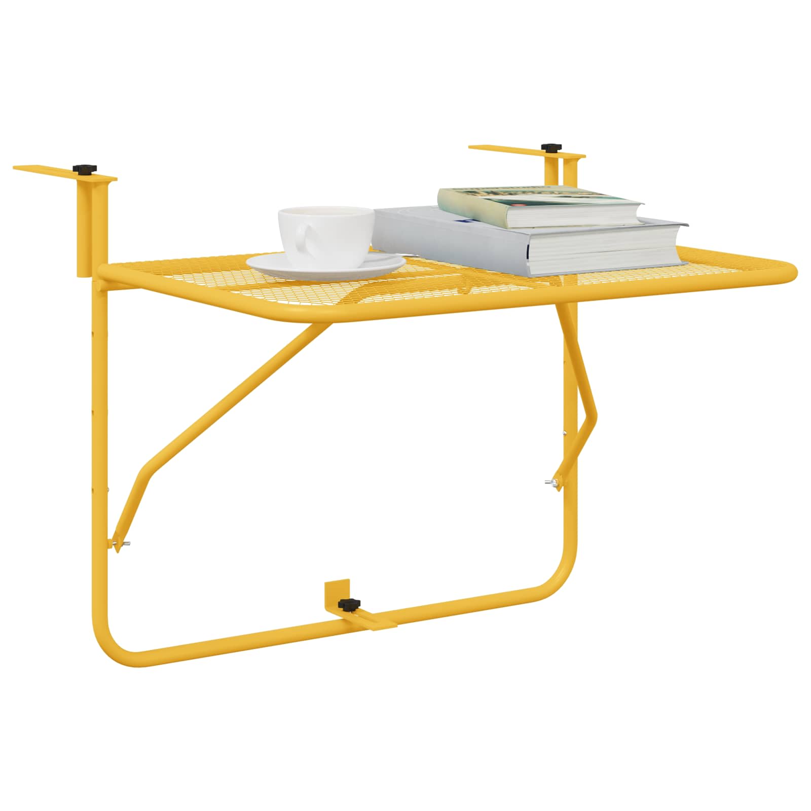 vidaXL Stół Wiszący na Balkon Musztardowy 60 x 39 x 65 cm Stal