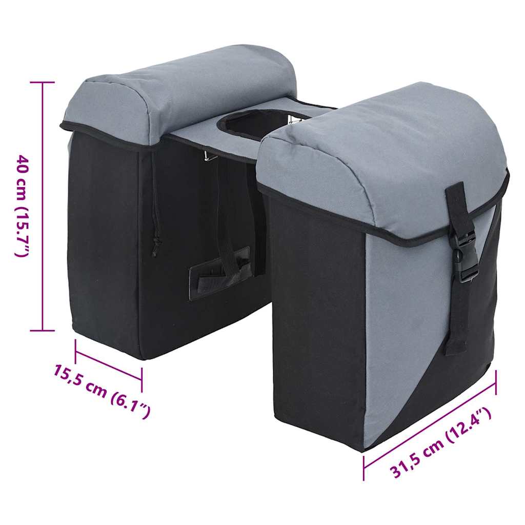 vidaXL Torba rowerowa Szary i czarny 31.5 x 15.5 x 40 cm Poliester