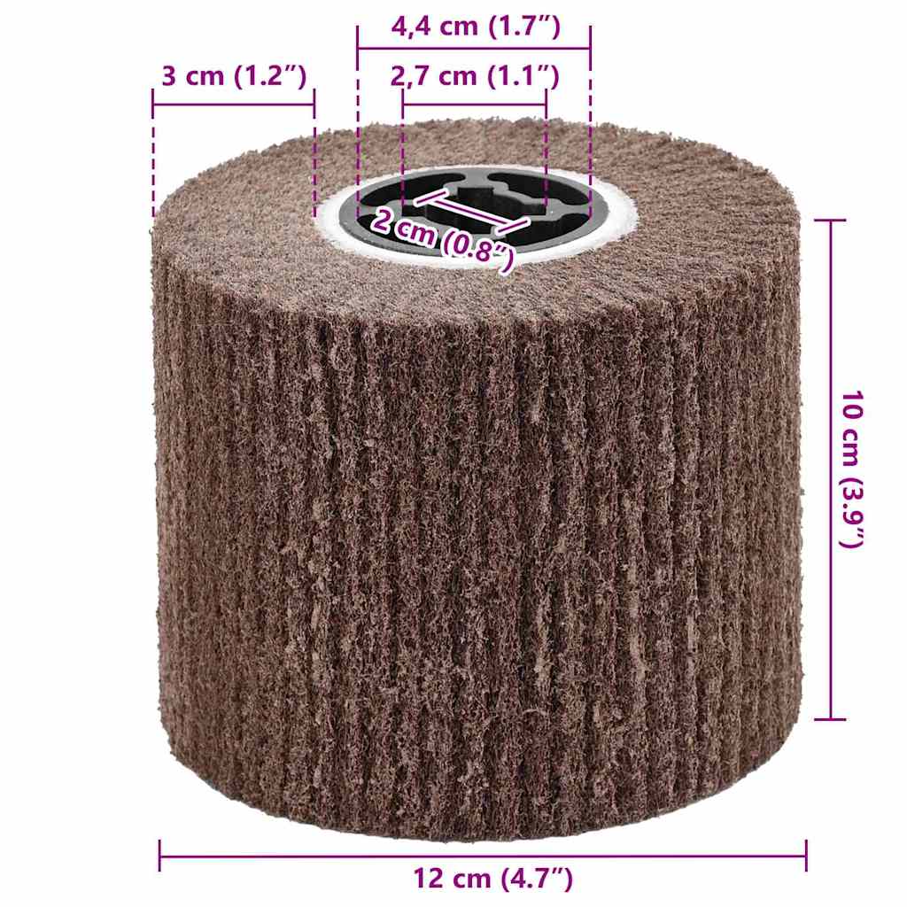 vidaXL Rolle do Szlifowania 3 pcs Brązowy 12 x 12 x 10 cm