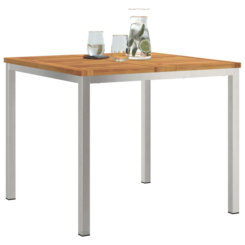 vidaXL Stół jadalny 90x90x75 cm Drewno akacjowe i stal nierdzewna