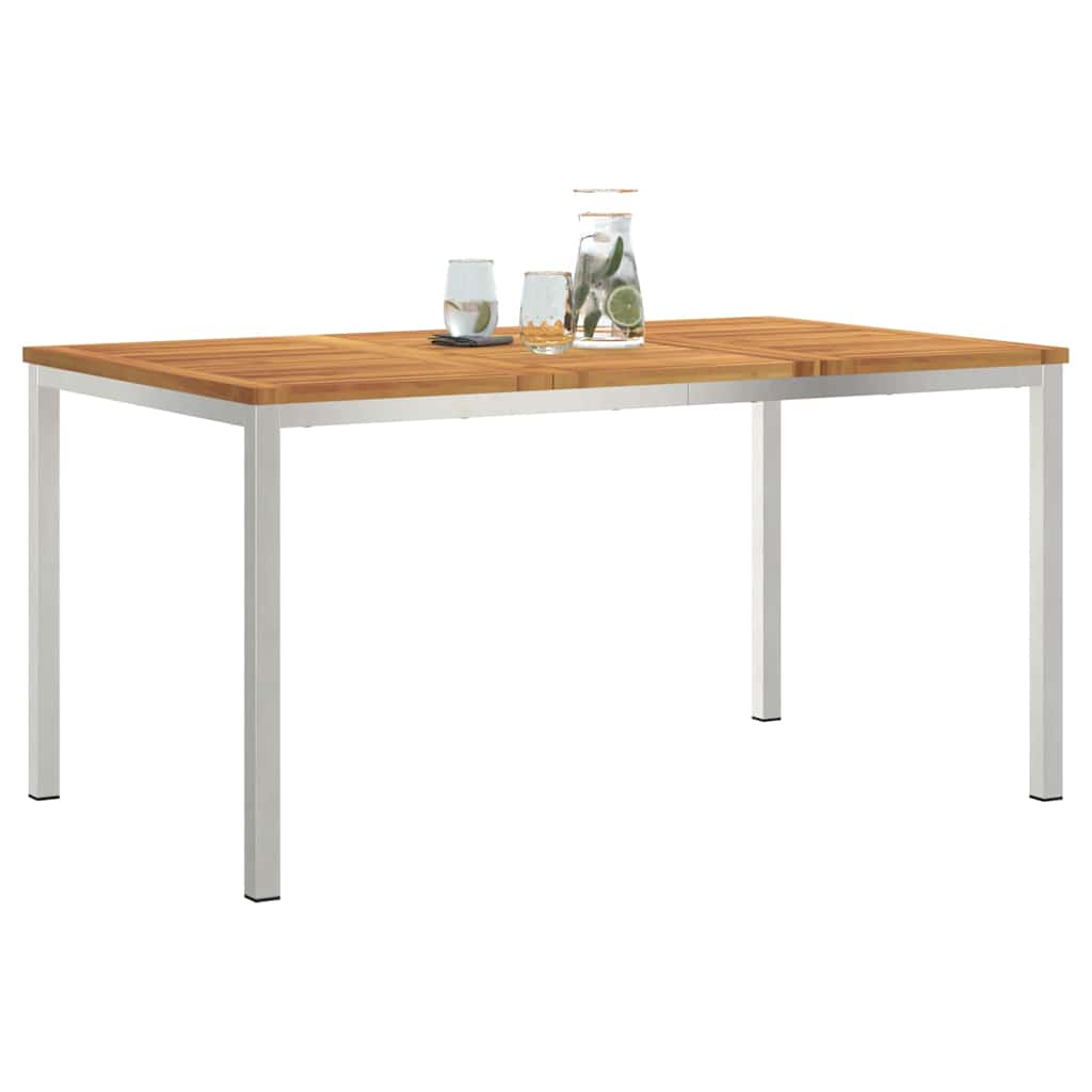 vidaXL Stół jadalny 150x90x75 cm Drewno akacjowe i stal nierdzewna