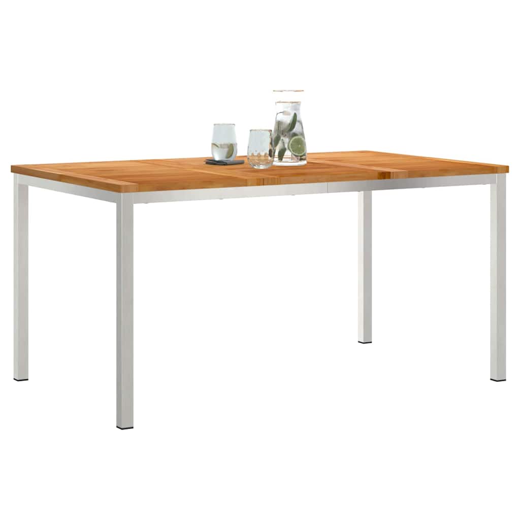 vidaXL Stół jadalny 150x90x75 cm Drewno Teakowe i Stal Nierdzewna