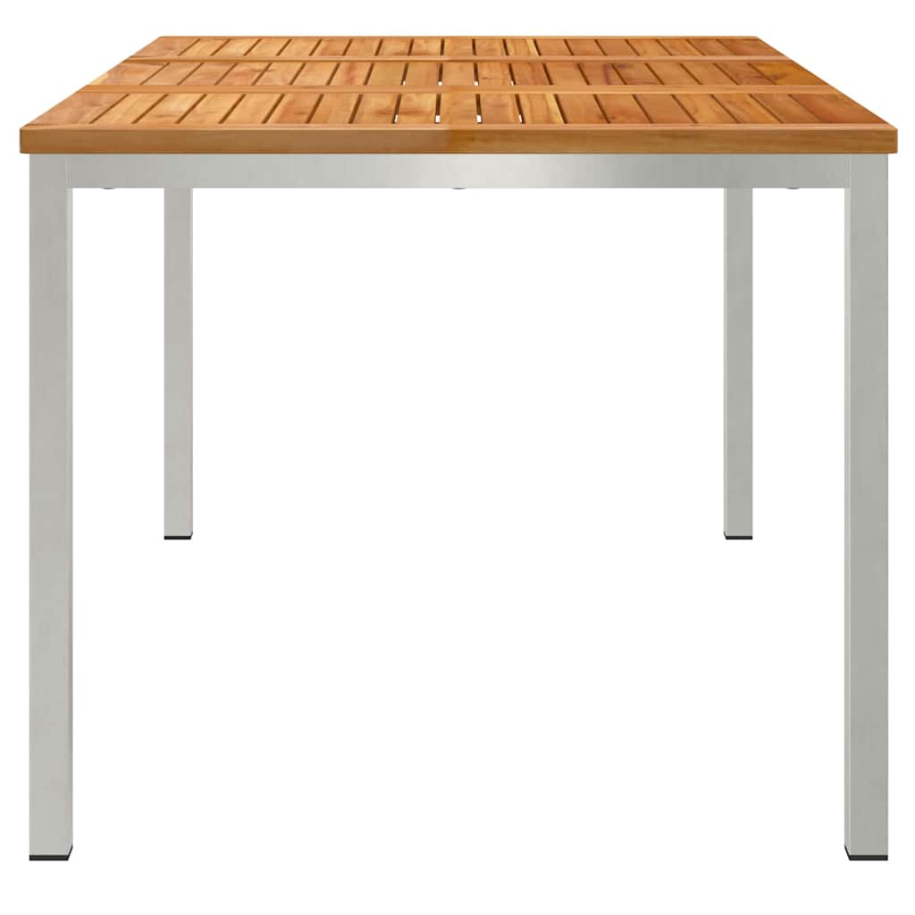 vidaXL Stół jadalny 150x90x75 cm Drewno Teakowe i Stal Nierdzewna