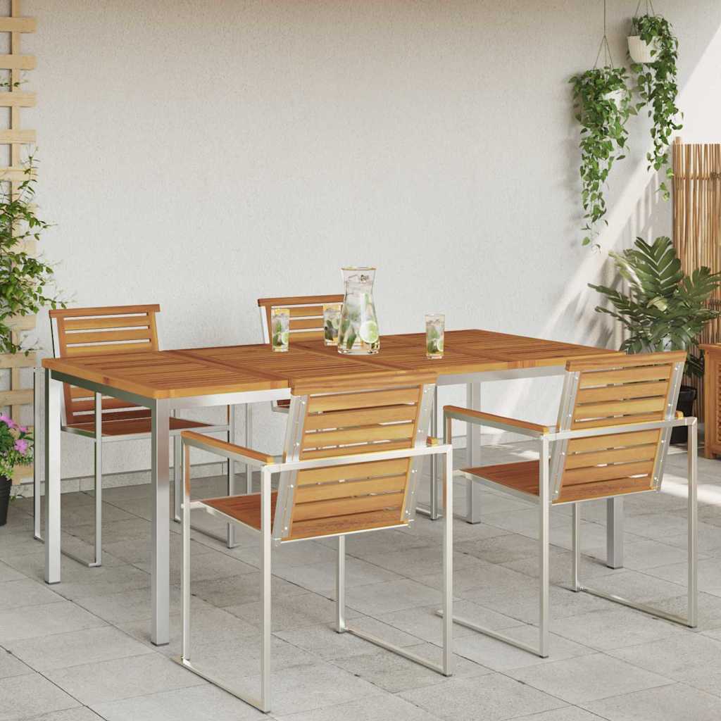 vidaXL Stół jadalny 180x90x75 cm Drewno akacjowe i stal nierdzewna