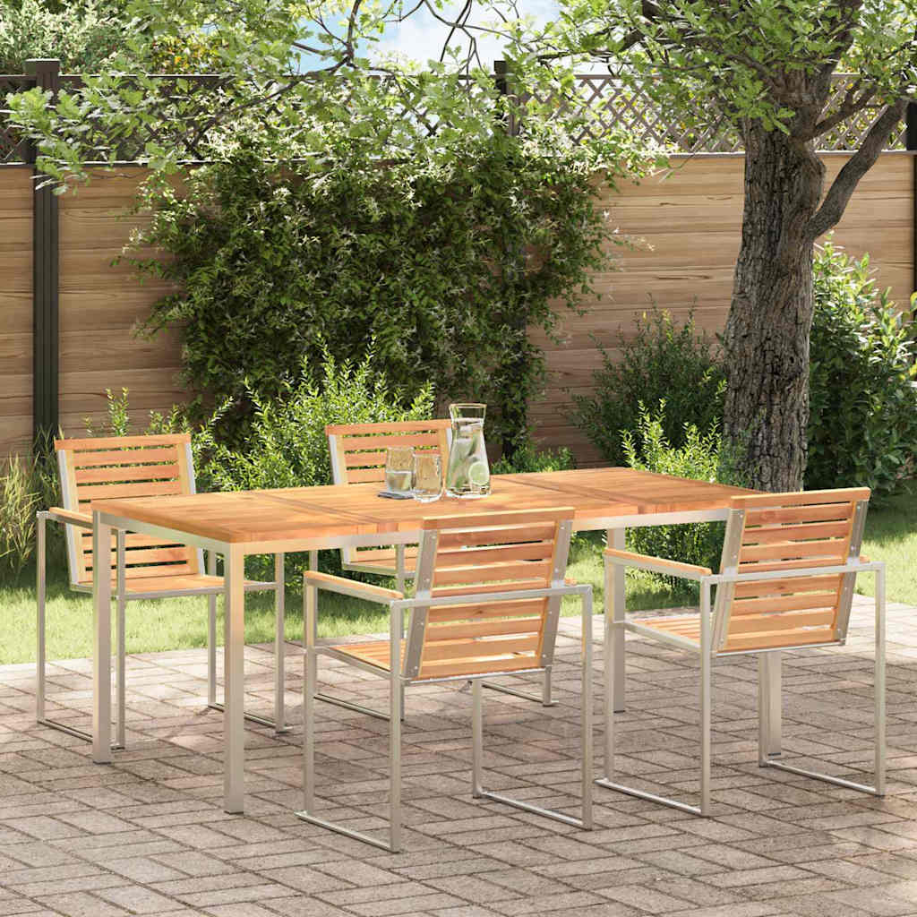 vidaXL Stół jadalny 180x90x75 cm Drewno Teakowe i Stal Nierdzewna