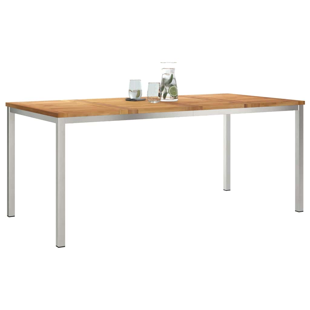 vidaXL Stół jadalny 180x90x75 cm Drewno Teakowe i Stal Nierdzewna