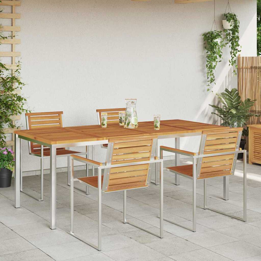 vidaXL Stół jadalny 200x90x75 cm Drewno akacjowe i stal nierdzewna