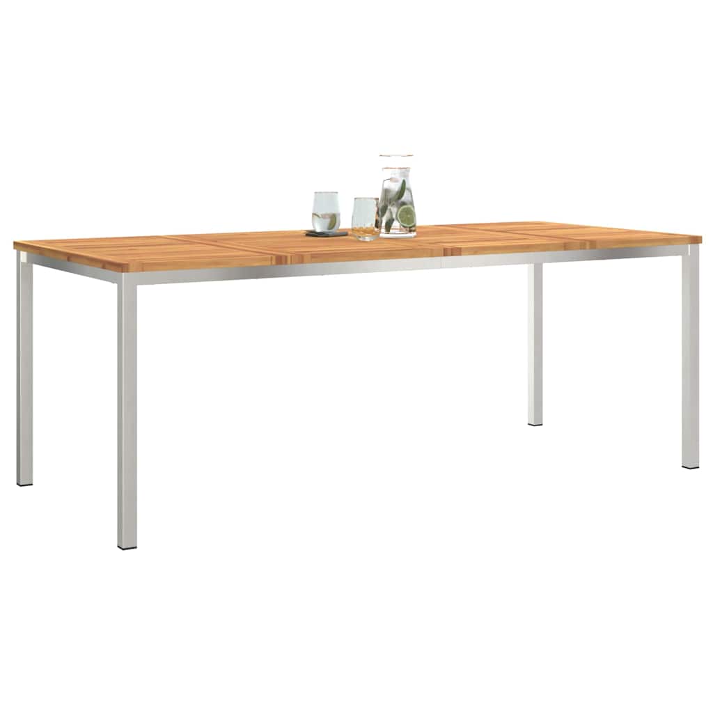 vidaXL Stół jadalny 200x90x75 cm Drewno akacjowe i stal nierdzewna