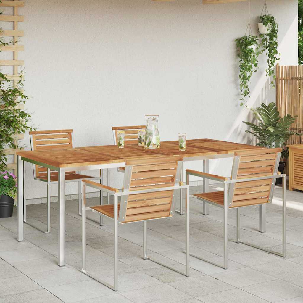 vidaXL Stół jadalny 200x90x75 cm Drewno Teakowe i Stal Nierdzewna