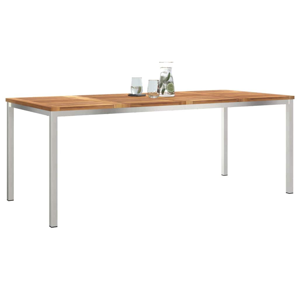 vidaXL Stół jadalny 200x90x75 cm Drewno Teakowe i Stal Nierdzewna