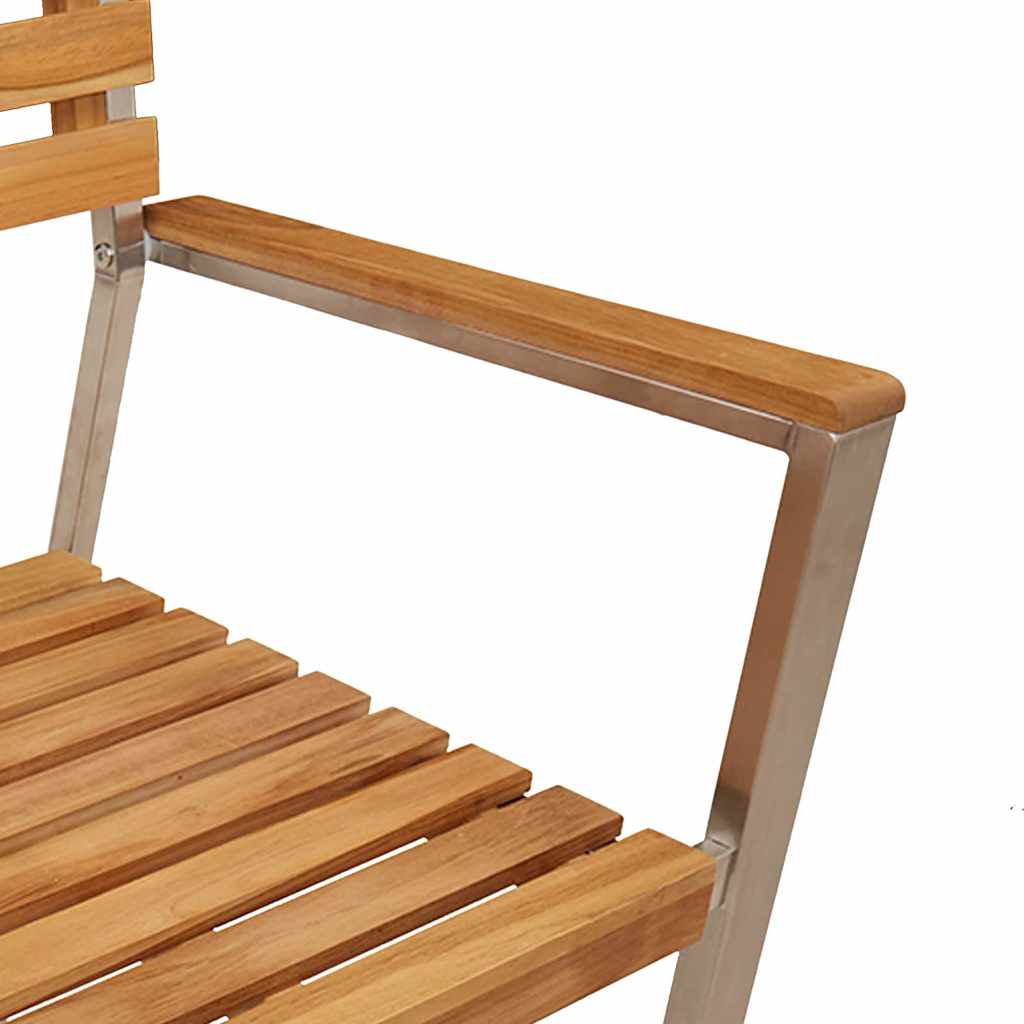 vidaXL Krzesło Ogrodowe 2 pcs Drewno Teakowe i Stal Nierdzewna