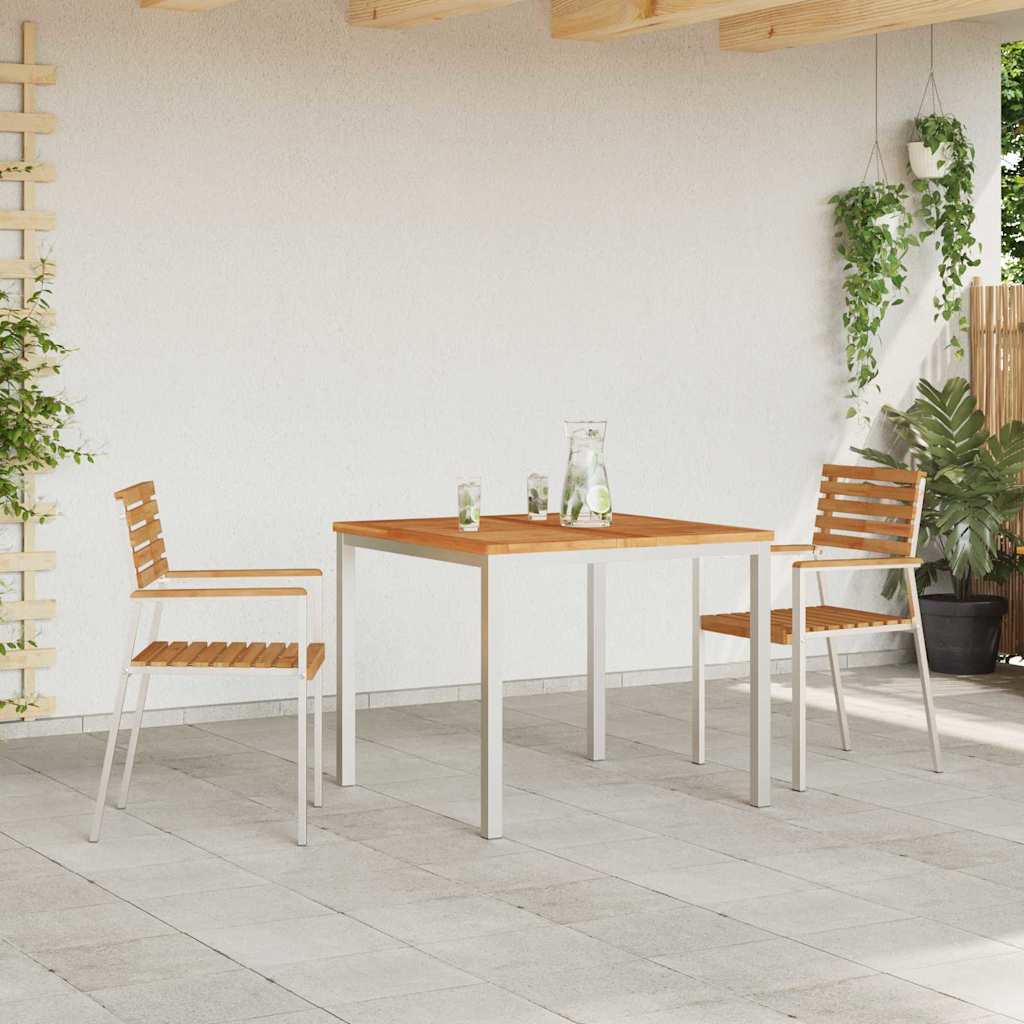 vidaXL Krzesło Ogrodowe 2 pcs Drewno Teakowe i Stal Nierdzewna