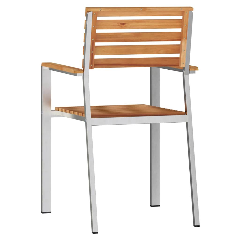 vidaXL Krzesło Ogrodowe 2 pcs Drewno Teakowe i Stal Nierdzewna