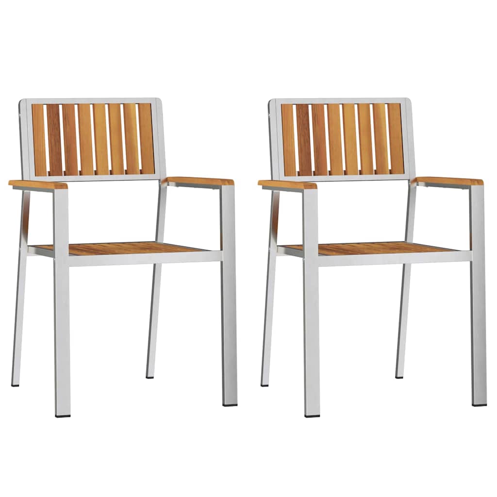 vidaXL Krzesło Ogrodowe 2 pcs Drewno akacjowe i stal nierdzewna