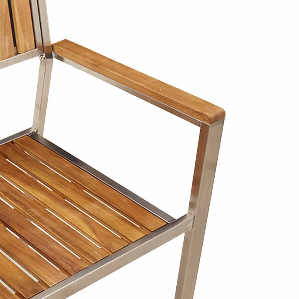 vidaXL Krzesło Ogrodowe 4 pcs Drewno akacjowe i stal nierdzewna