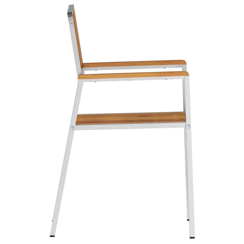 vidaXL Krzesło Ogrodowe 4 pcs Drewno akacjowe i stal nierdzewna