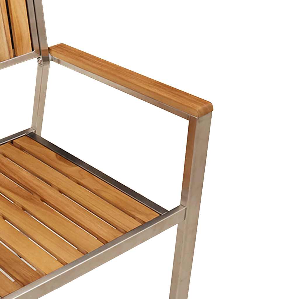 vidaXL Krzesło Ogrodowe 2 pcs Drewno teakowe i stal nierdzewna