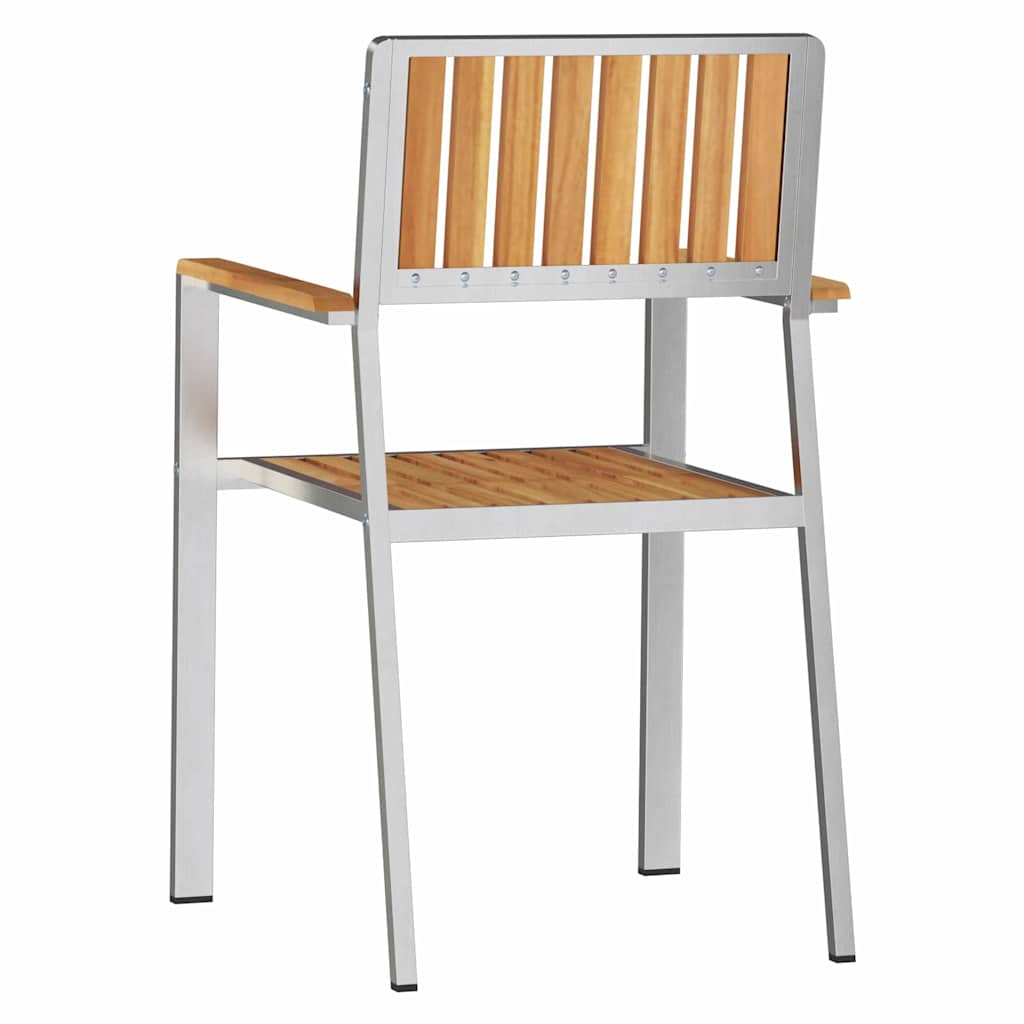 vidaXL Krzesło Ogrodowe 2 pcs Drewno teakowe i stal nierdzewna