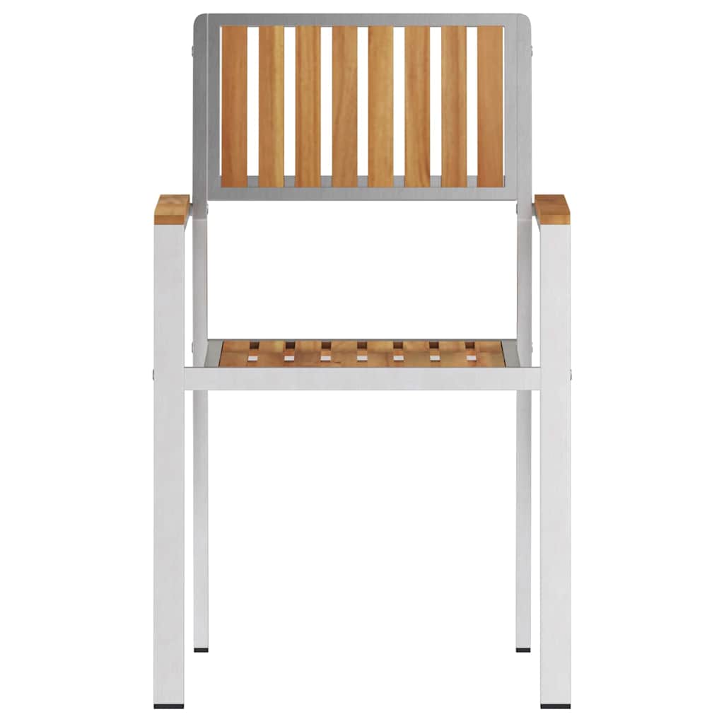 vidaXL Krzesło Ogrodowe 4 pcs Drewno Teakowe i Stal Nierdzewna