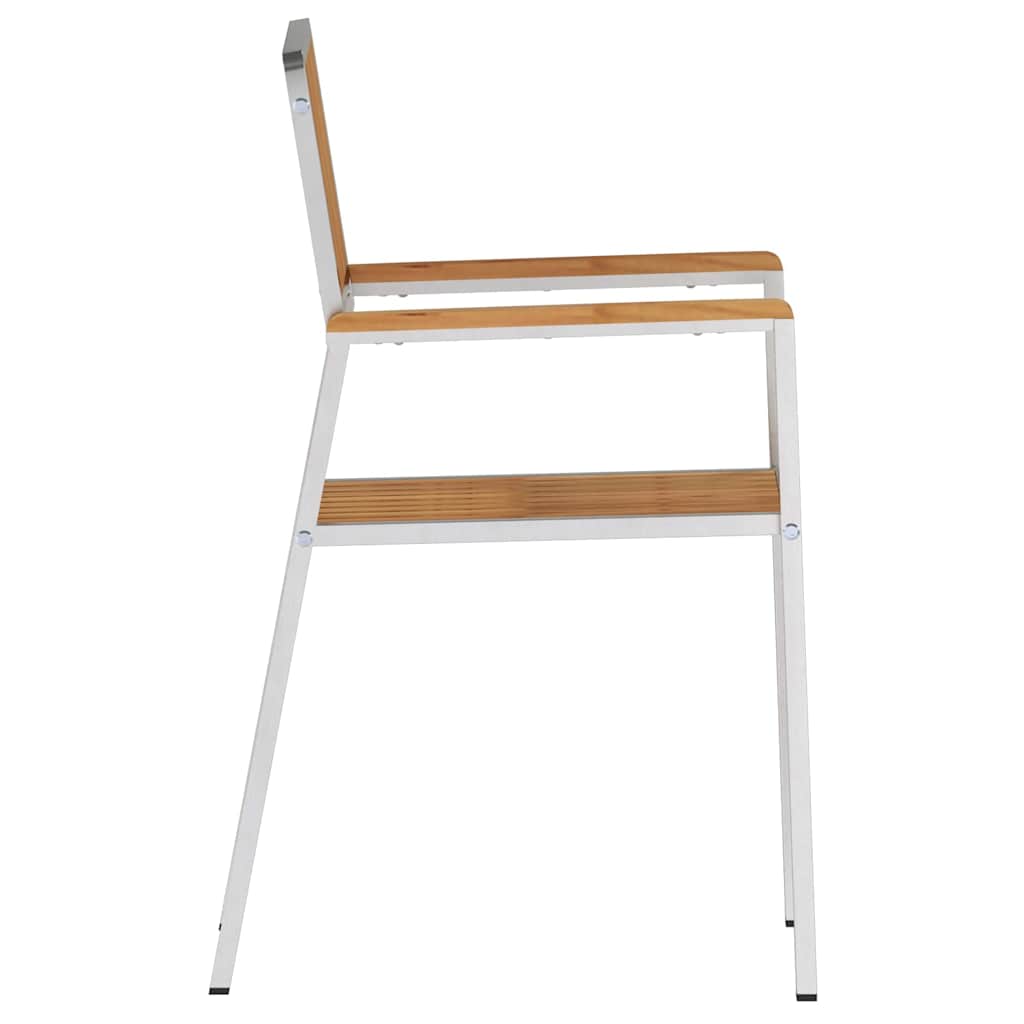 vidaXL Krzesło Ogrodowe 4 pcs Drewno Teakowe i Stal Nierdzewna