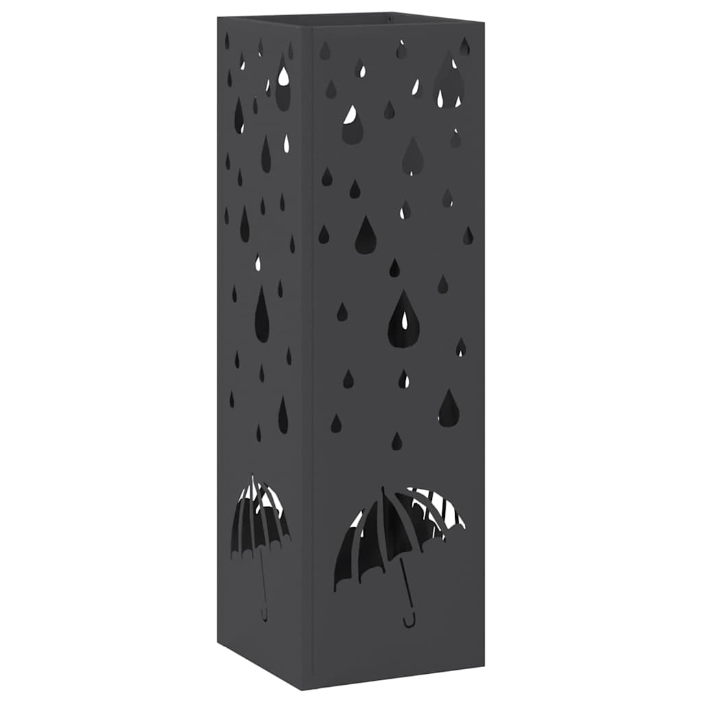 vidaXL Stojak na Parasol Deszczowy Czarny 15,5 x 15,5 x 49 cm Stal