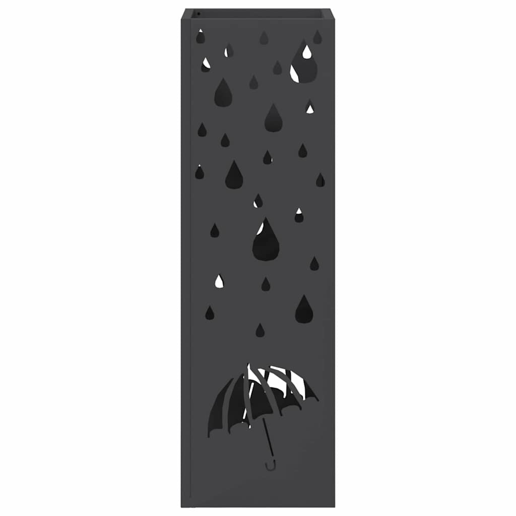 vidaXL Stojak na Parasol Deszczowy Czarny 15,5 x 15,5 x 49 cm Stal