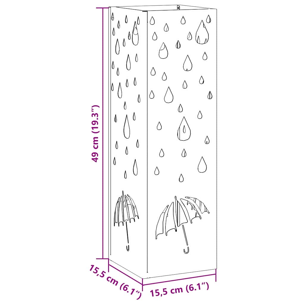 vidaXL Stojak na Parasol Deszczowy antracytowy 15,5 x 15,5 x 49 cm