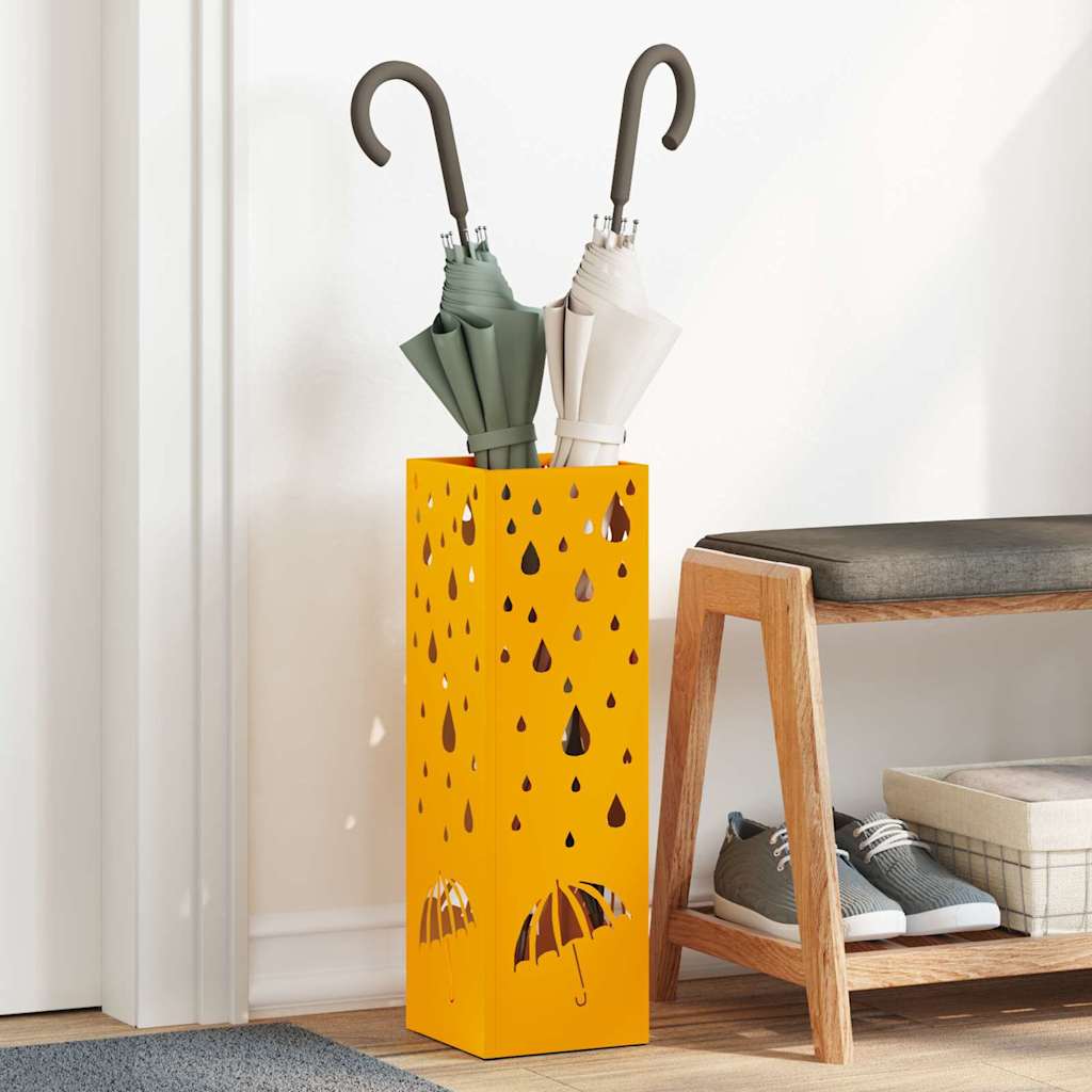 vidaXL Stojak na Parasol Deszczowy Musztardowy 15,5 x 15,5 x 49 cm