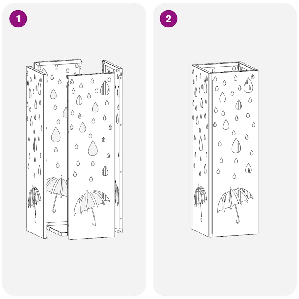 vidaXL Stojak na Parasol Deszczowy Biały 15,5 x 15,5 x 49 cm Stal