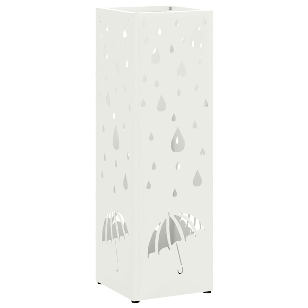 vidaXL Stojak na Parasol Deszczowy Biały 15,5 x 15,5 x 49 cm Stal