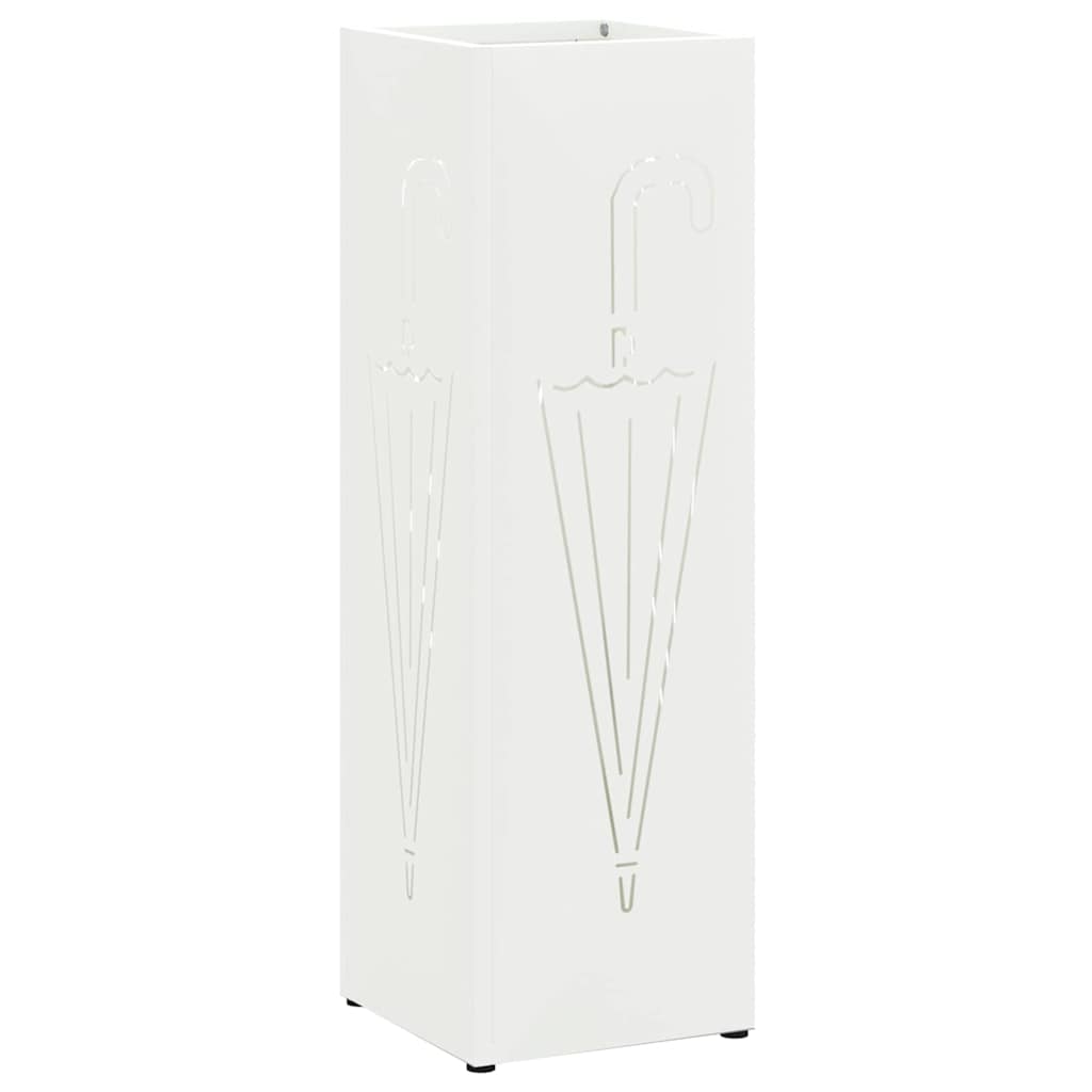 vidaXL Stojak na Parasol Deszczowy Biały 15,5 x 15,5 x 49 cm Stal