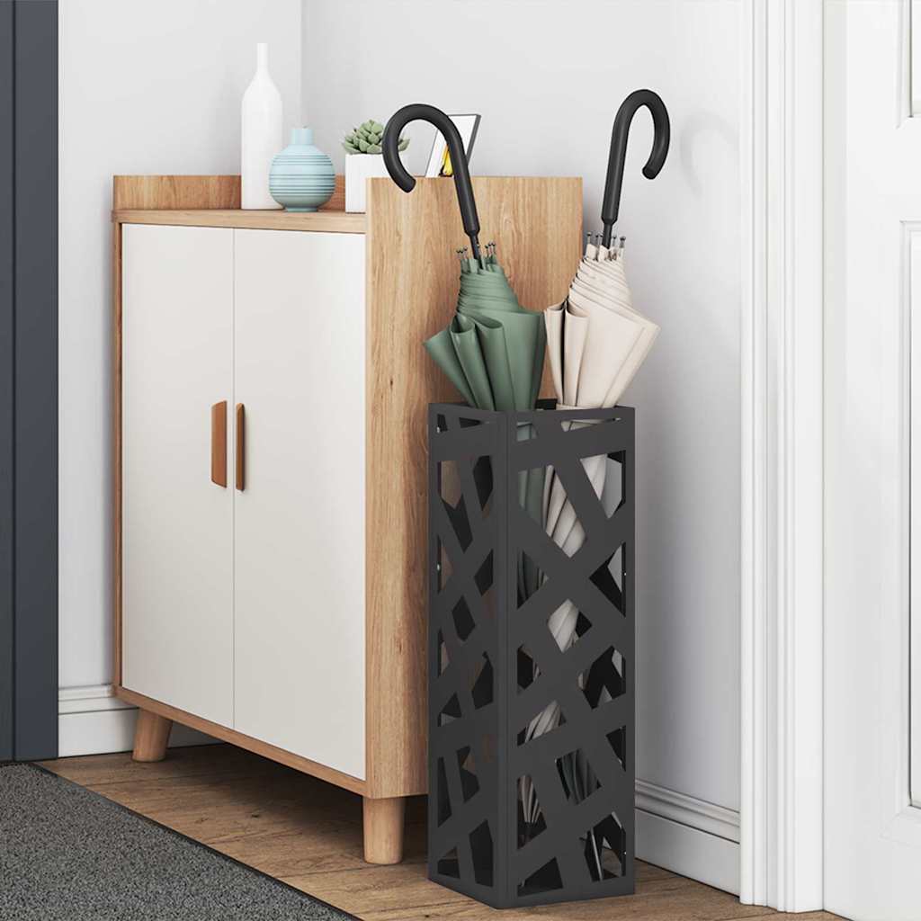 vidaXL Stojak na Parasol Deszczowy Czarny 15,5 x 15,5 x 49 cm Stal
