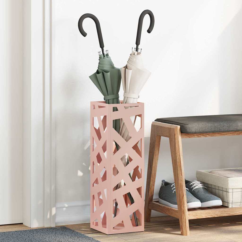vidaXL Stojak na Parasol Deszczowy różowy 15,5 x 15,5 x 49 cm Stal