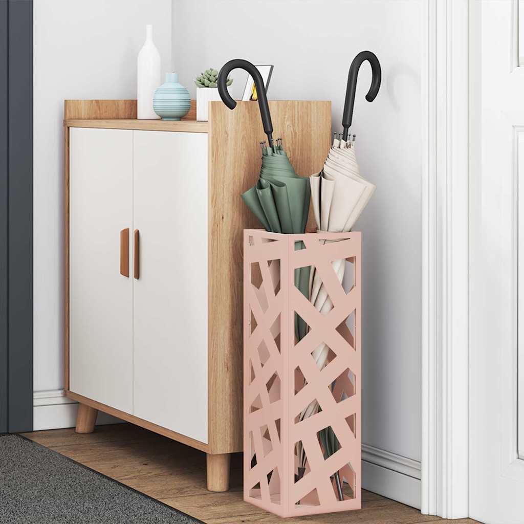 vidaXL Stojak na Parasol Deszczowy różowy 15,5 x 15,5 x 49 cm Stal