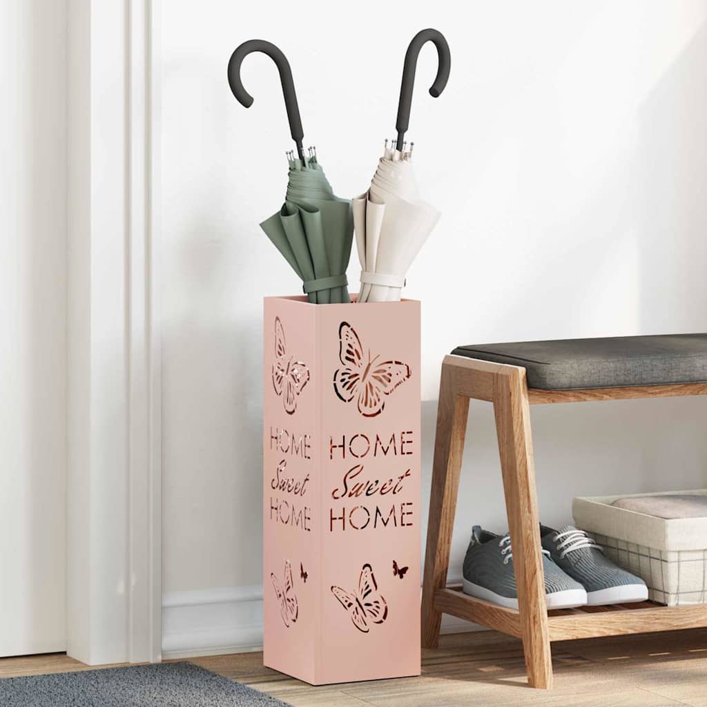 vidaXL Stojak na Parasol Deszczowy różowy 15,5 x 15,5 x 49 cm Stal