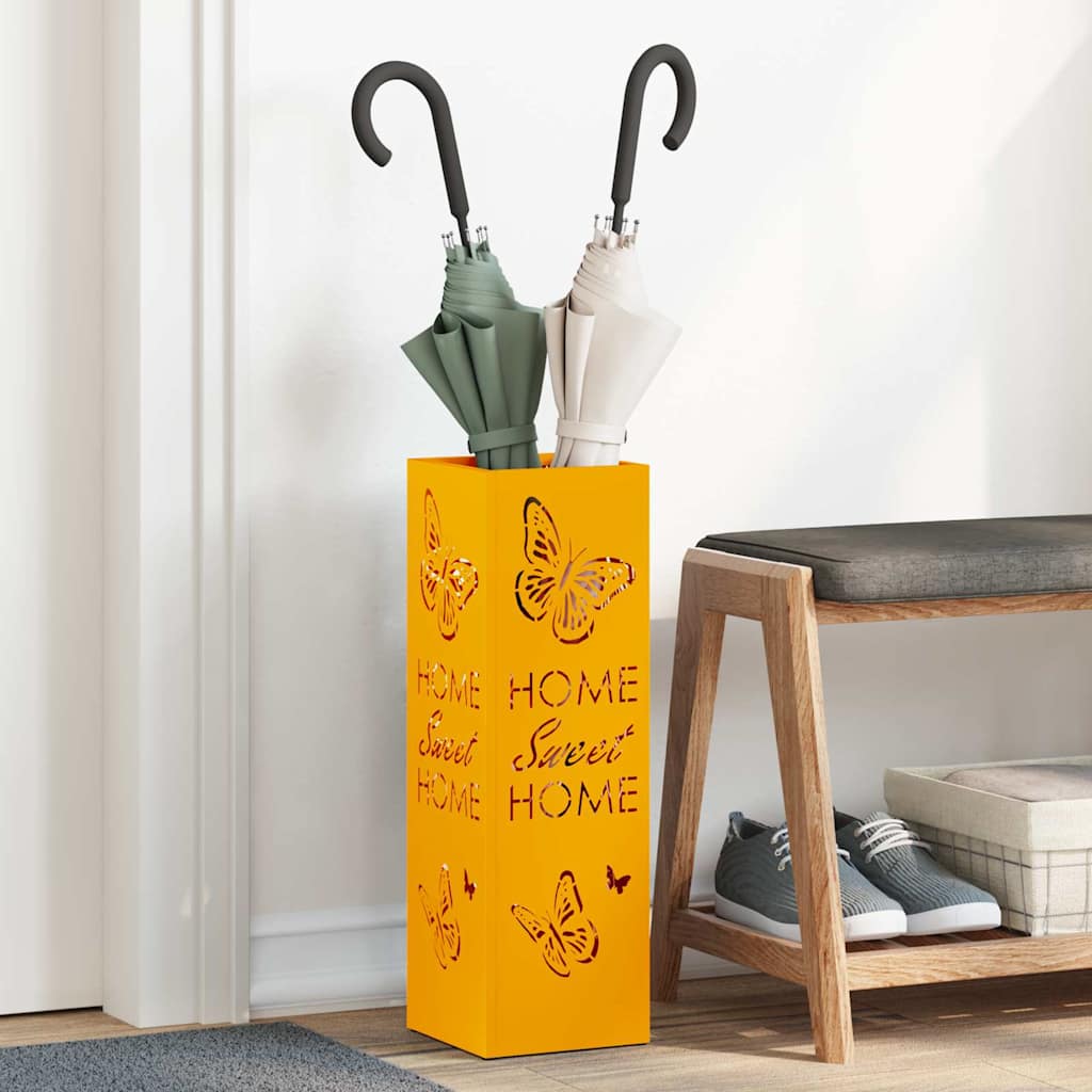 vidaXL Stojak na Parasol Deszczowy Musztardowy 15,5 x 15,5 x 49 cm