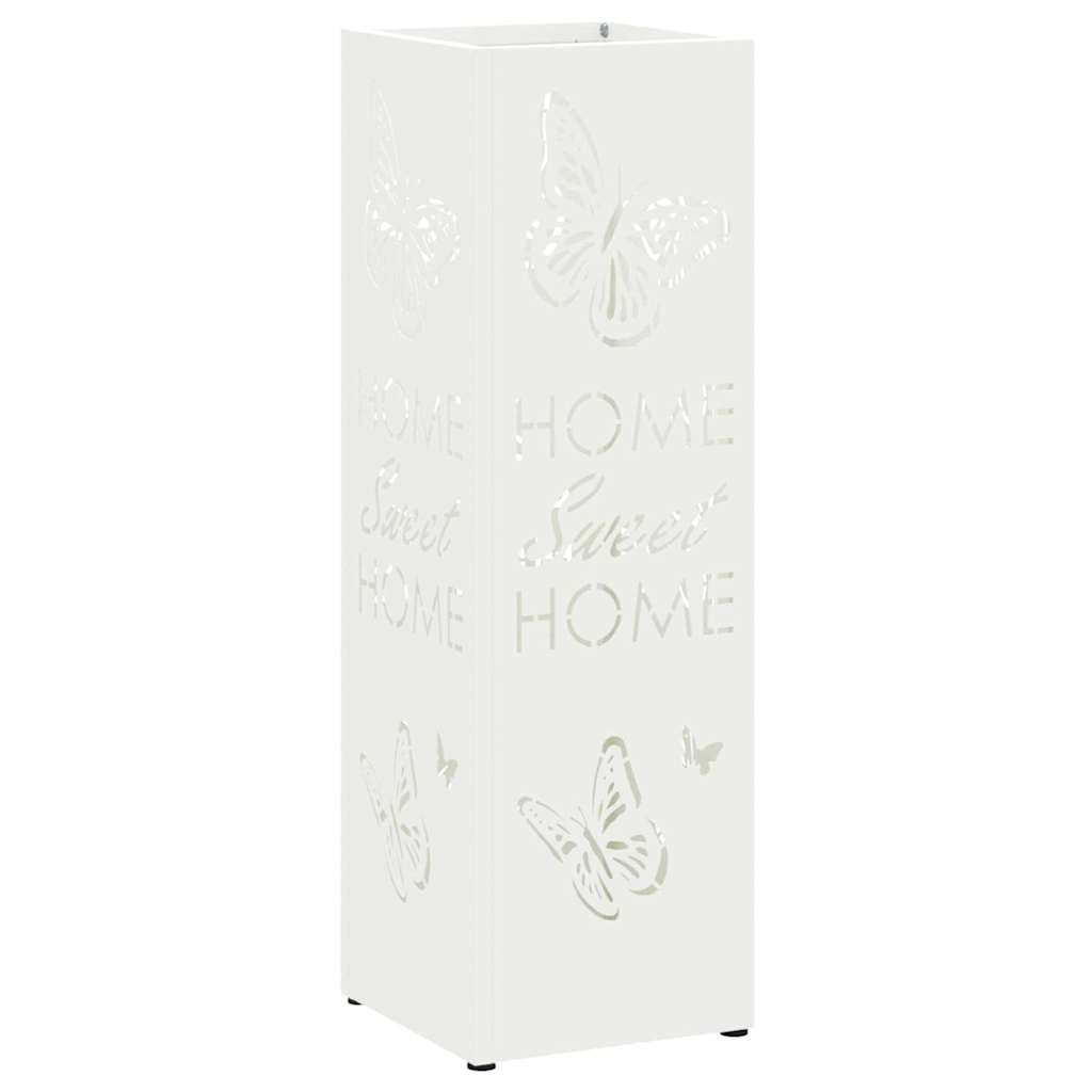 vidaXL Stojak na Parasol Deszczowy Biały 15,5 x 15,5 x 49 cm Stal