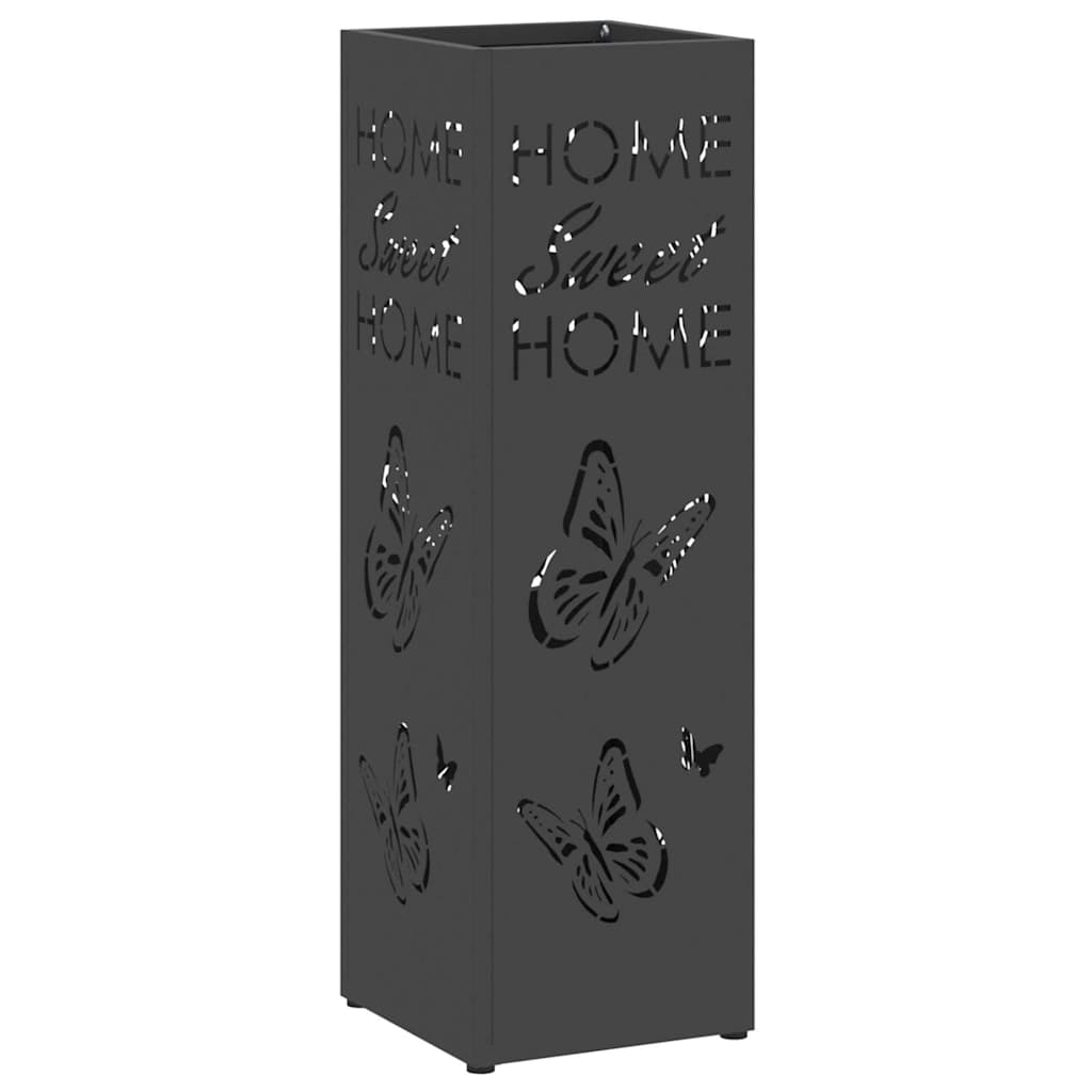 vidaXL Stojak na Parasol Deszczowy Czarny 15,5 x 15,5 x 49 cm Stal