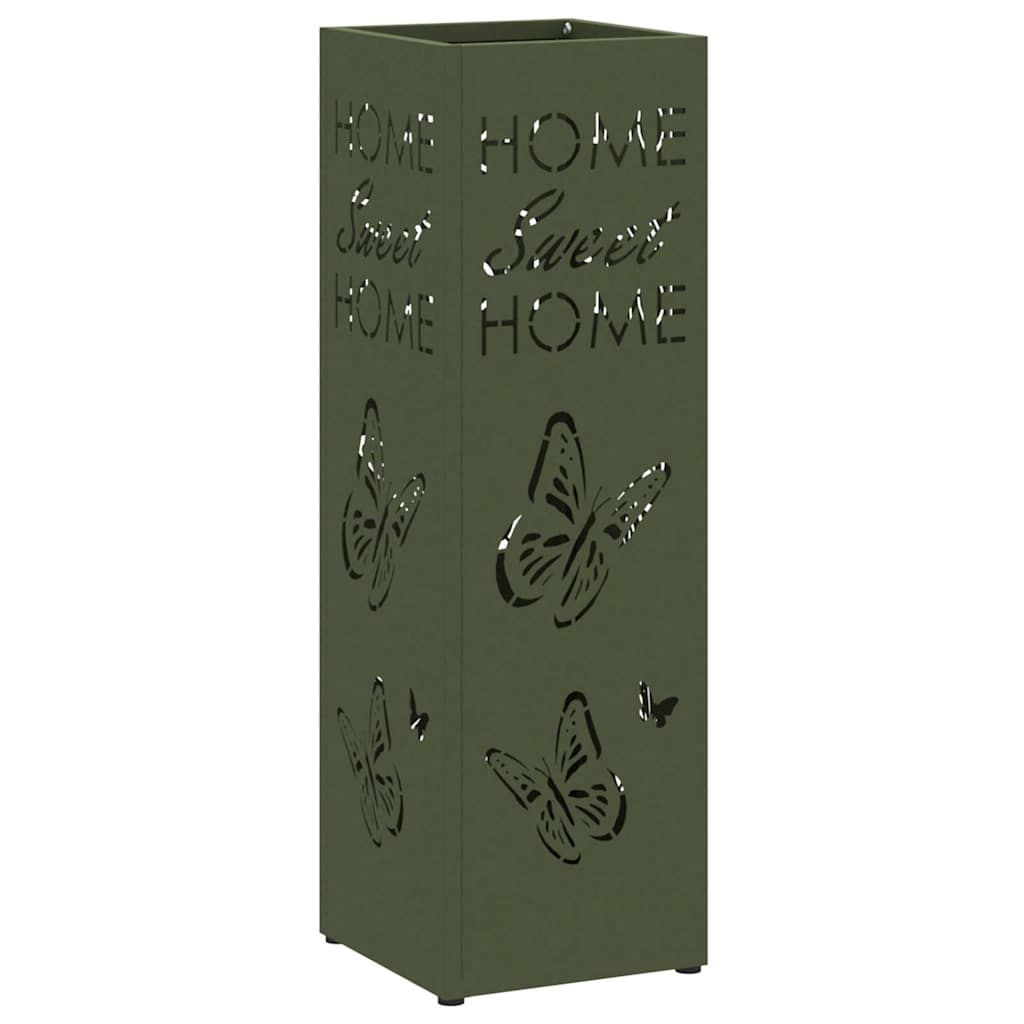 vidaXL Stojak na Parasol Deszczowy Oliwkowy 15,5 x 15,5 x 49 cm Stal