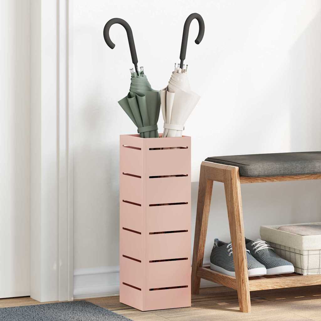 vidaXL Stojak na Parasol Deszczowy różowy 15,5 x 15,5 x 49 cm Stal