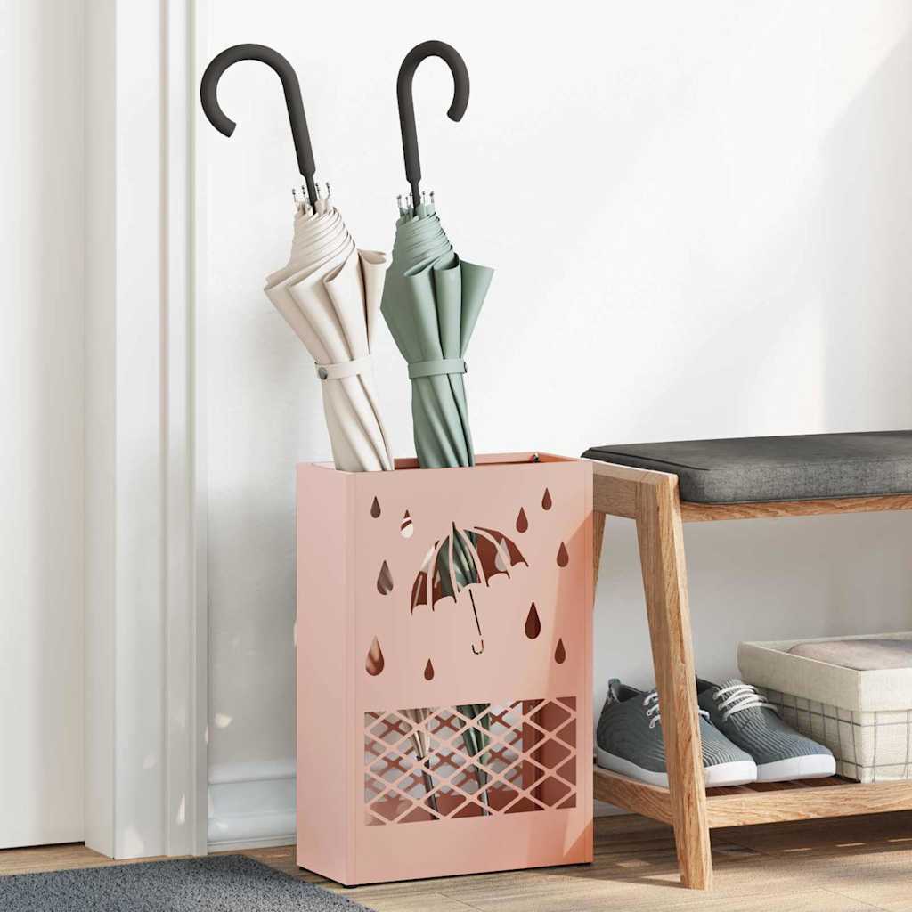 vidaXL Stojak na Parasol Deszczowy różowy 28 x 12 x 41 cm Stal