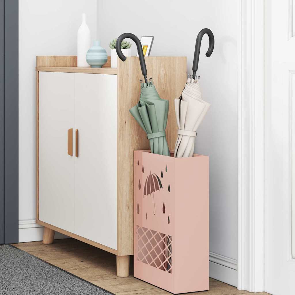vidaXL Stojak na Parasol Deszczowy różowy 28 x 12 x 41 cm Stal