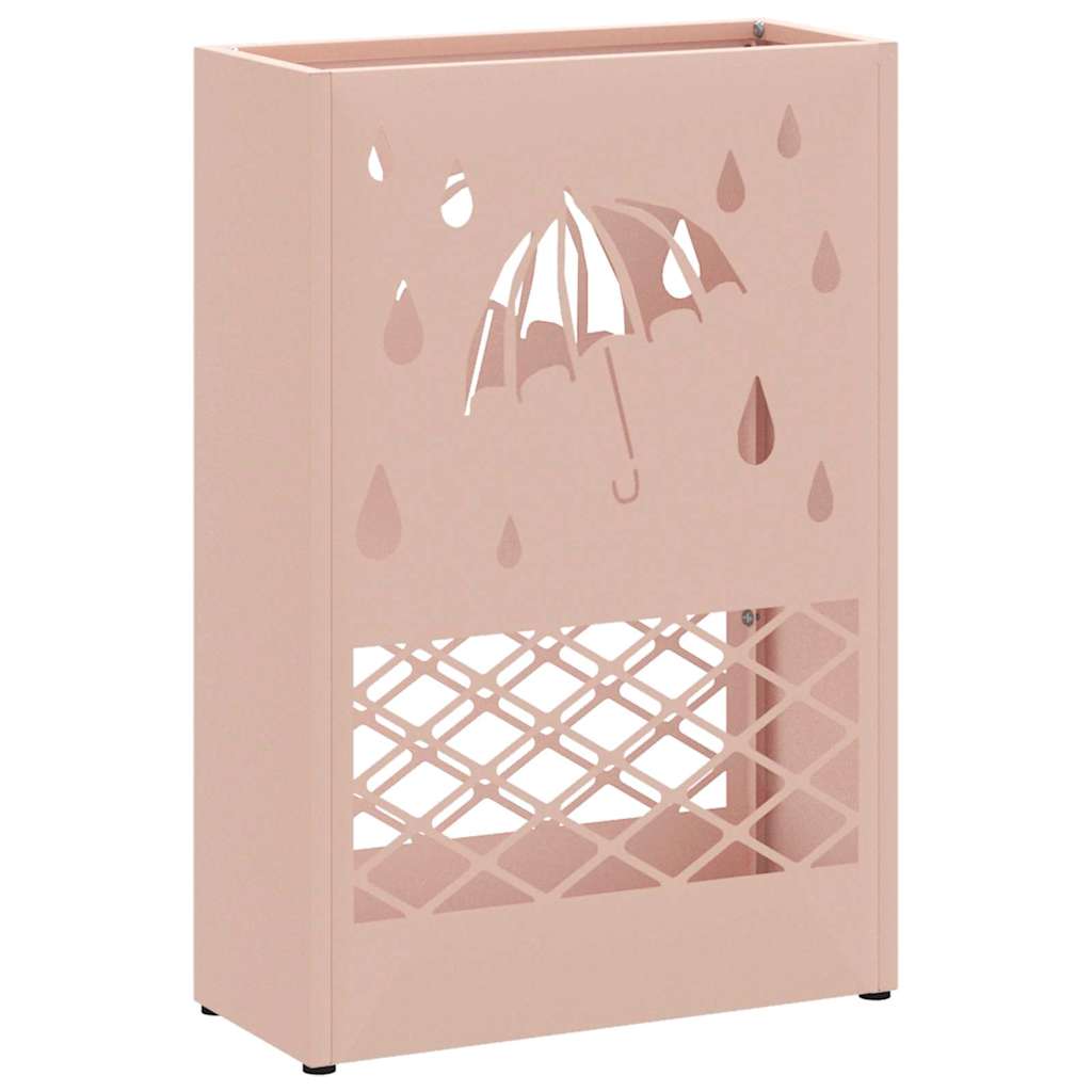 vidaXL Stojak na Parasol Deszczowy różowy 28 x 12 x 41 cm Stal