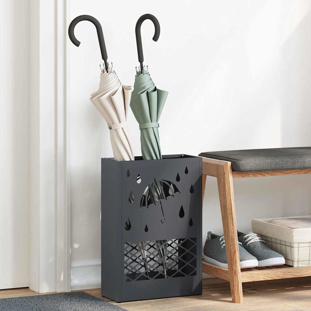 vidaXL Stojak na Parasol Deszczowy antracytowy 28 x 12 x 41 cm Stal