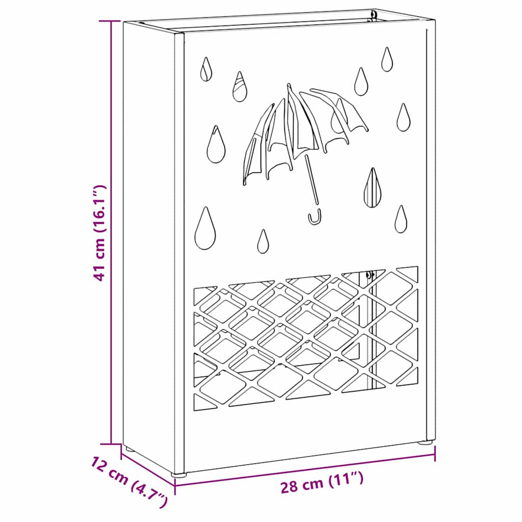 vidaXL Stojak na Parasol Deszczowy antracytowy 28 x 12 x 41 cm Stal