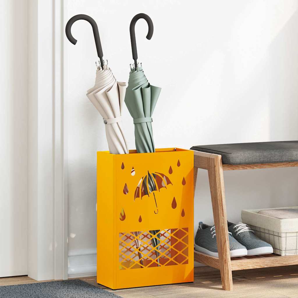 vidaXL Stojak na Parasol Deszczowy Musztardowy żółty 28 x 12 x 41 cm